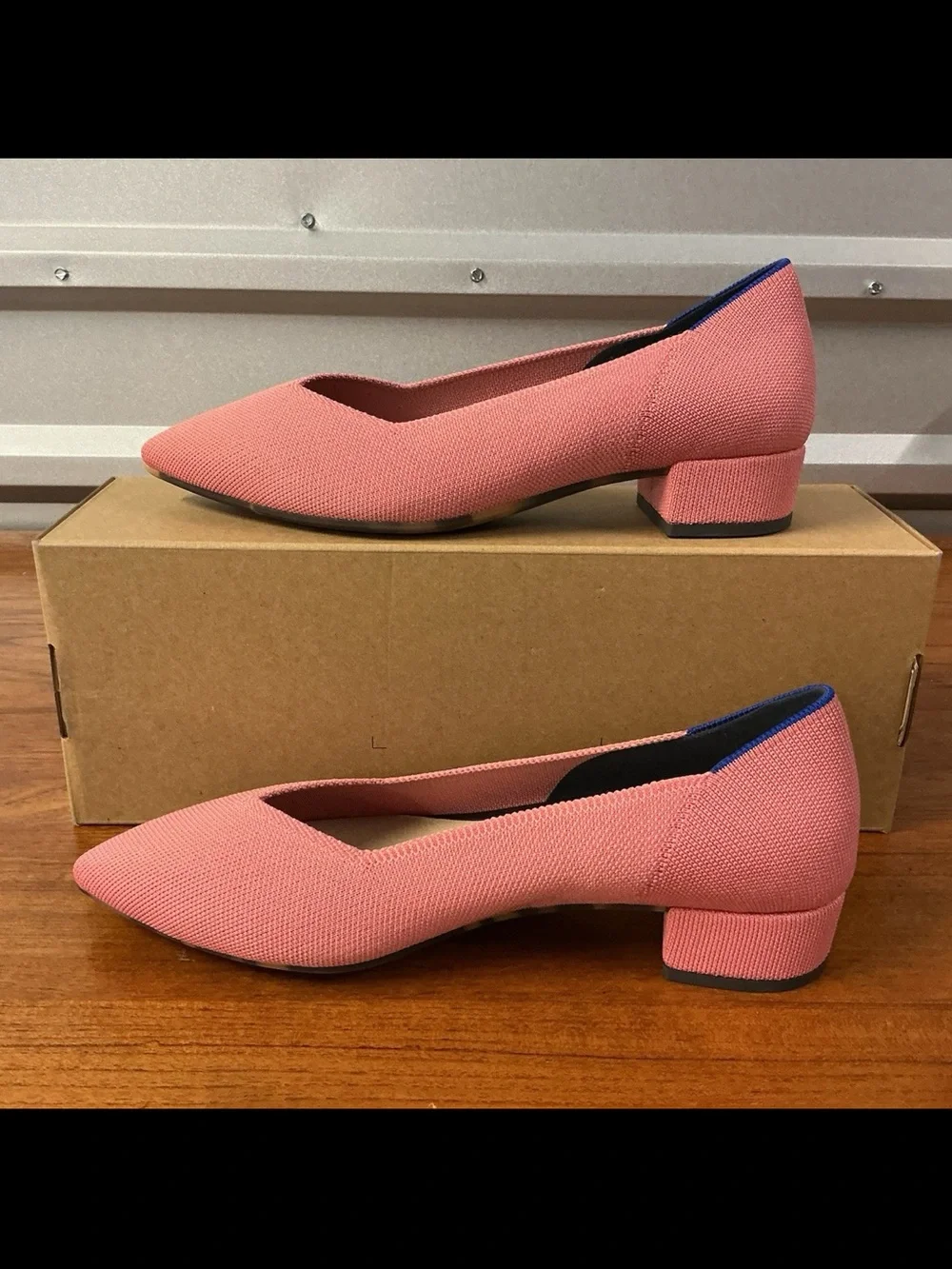 Rothy's Pink Pointed Low Block Heel Pumps